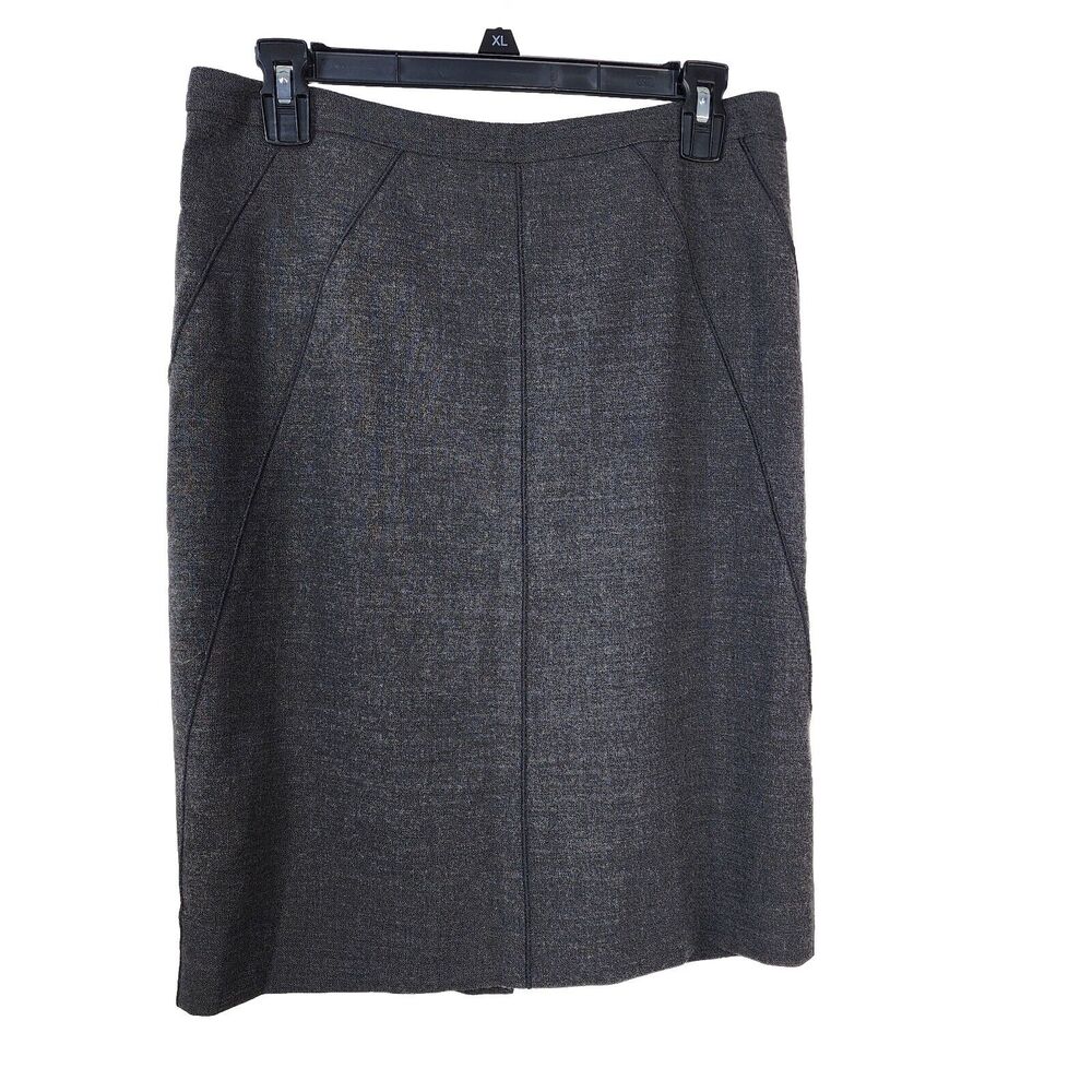 Ann Taylor Women's Skirt Size 6 Gray Knee Length Straight Wool Blend Pencil Zip